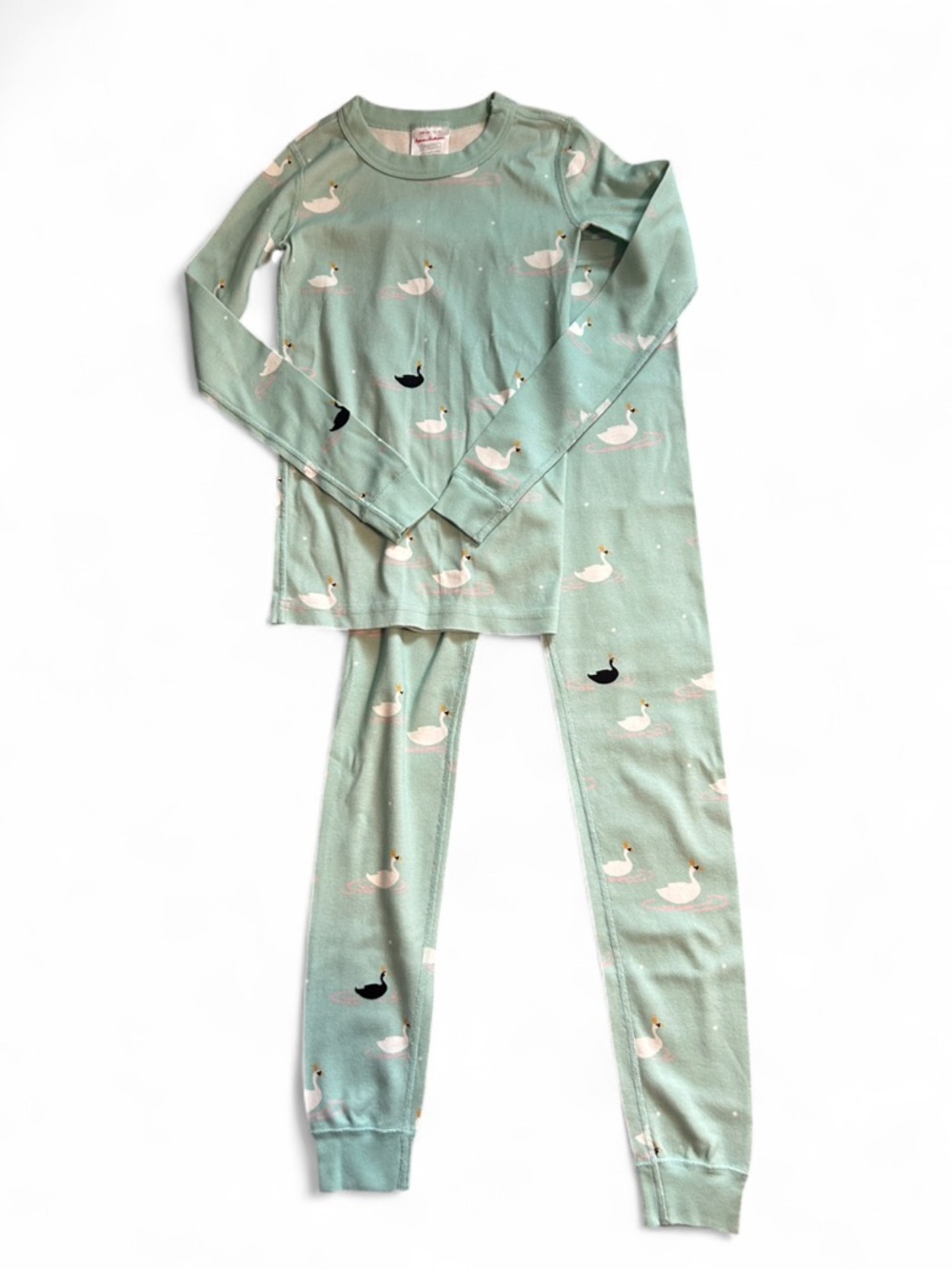 Hanna Andersson Mint Green Swan Pajama Set
